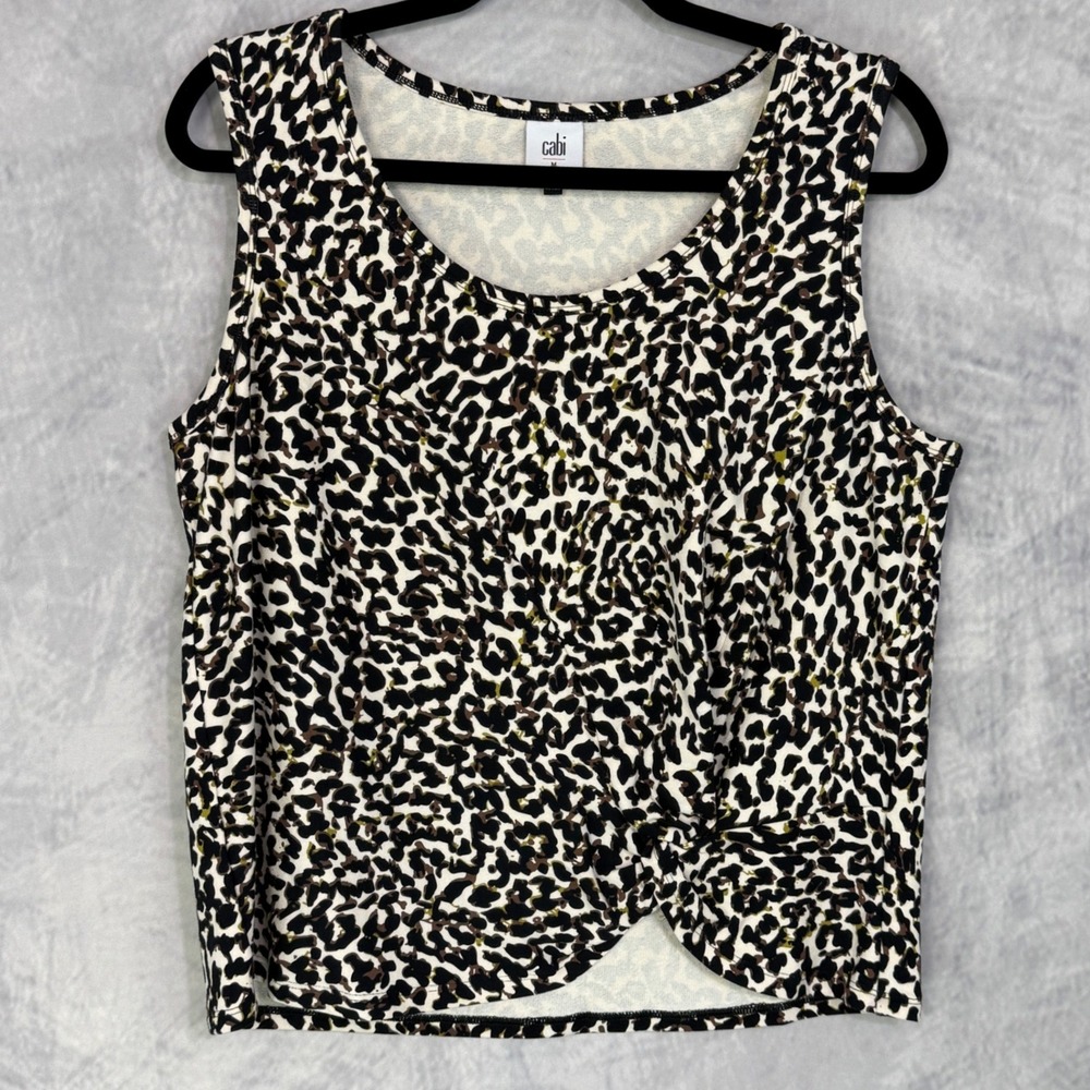 Cabi Leopard Twist Knot Tank Top Womens sz M 5759 French Terry vacation beach